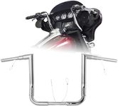 12" Rise Handlebars 1-1/2" Bagger Ape Hangers for Harley 1996-2023 Street Glide FLHX/Electra Glide FLHT/Ultra Limited FLHTK/Tri-Glide FLHTCUTG Models, Right Angle Bar Style, Chrome