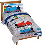 Jay Franco Thomas & Friends Rail Run 4 Piece Toddler Bed Set - Includes Comforter & Sheet Set Bedding - Super Soft Fade Resistant Microfiber (Official Mattel Product)