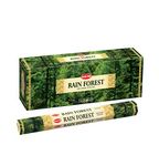 HEM Rain Forest Incense Sticks - Box of Six 20 Stick Hex Tubes | Enchanting Tropical Fragrance | Hand Rolled in India | Perfect for Meditation | Long-Lasting Aroma | Burning Time: 35-40 Minutes Each