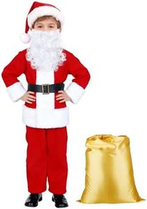 PrettyQueen Boys Santa Claus Costume, Children's Santa Costume, Kids Xmas Santa Suit Christmas Outfit for Halloween Cosplay