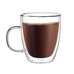 CnGlass Double Walled Glass Coffee Mugs 17oz,Large Insulated Glass Espresso Mugs,Set of 1