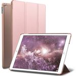 Caseelo Trifold Flip Case for Apple iPad Air 1 / Air 2-9.7" Cover [ A1474 A1475 A1476 A1566 A1567] Smart Cover with Soft Silicone Back, Light-Weight Auto Sleep/Wake - Rose Gold