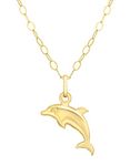 Carissima Gold Women's 9ct Yellow Gold Dolphin Pendant on Curb Chain Necklace of 46cm/18"