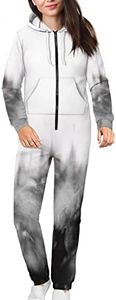 Dajingkj Onesies Adult Novelty One-Piece Pajamas Men Women Hooded Jumpsuits Cosplay Costume Sleepwear Unisex Home Wear, White&grey, Large