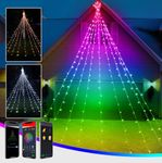 Aoycocr Outdoor Christmas Decorations Star String Lights, 12FT 236 LEDs Dynamic Waterfall Tree Lights with Topper Star, 58 Modes, RGB Color Changing Christmas Lights for Yard Party Home Holiday Decor