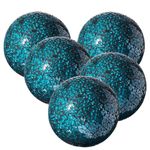 WHOLE HOUSEWARES | Decorative Balls for Bowls | Set of 5 | Glass Mosaic Sphere | Diameter 3" | Modern Decorative Orbs | Coffee Table Decorations | Dining Table Centerpiece Accessories, Turquoise