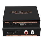 1080P HDMI Audio Extractor, HDMI to HDMI Audio (L/R RCA + Toslink Optical SPDIF) Video Converter Adapter Splitter with Optical Fiber Cable for PS3 PS4 Blu-ray DVD Player Sky HD Box