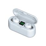 Acuvar Fully Wireless Bluetooth 5.0 Rechargeable IPX7 Waterproof Earbud Headphones w Microphone, 2000mAh USB Smart Dual Charging Case/Stand Surround Stereo Bass and Passive Noise Cancelling (White)