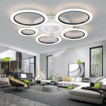 Pengma Ceiling Fan with Lights Mute Fan 35.43",80W Light Dimmable, Color Temperature Adjustable, 6-speed Low Profile ceiling fans, Timer, For Living Room, Bedroom, Office (black)