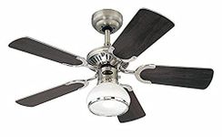 Westinghouse Lighting 72415 Princess Radiance II One-Light 90 cm Five-Blade Indoor Ceiling Fan, Dark Pewter/Chrome Finish with Dome Glass