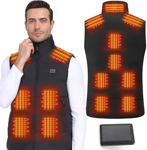 Baowenqier Mens Heated Vest with 15 Heat Zones Heated Gilet with 10000mAh Power Bank 3 Heat Settings Heated Body Warmer for Outdoor Ski Riding Hiking Motor