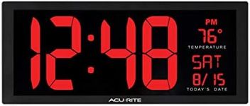 AcuRite 75127 Oversized Led Clock with Indoor Temperature, Date and Fold-Out Stand, 14.5-Inch