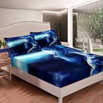 Feelyou Dragon Bed Sheet Set Trippy Western Sheets Set Cool Ice Dragon Bedding Fitted Sheet for Kids Boys Twin Size Includes 1 Sheets & 1 Pillowcase (No Flat Sheet)