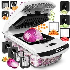 Vegetable Chopper Vegetable Cutter - Food Onion Salad Veggie Chopper with Container - French Fry Potato Dicer Slicer Cutter - Kitchen Tools & Gadgets (8-in-1 White)