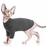 PUMYPOREITY Sphynx Cat Clothes Soft Cotton Pullover T-Shirt Stretch Vest Tank Top Vest Hairless Cat Sweater for Small Medium Large Hairless Cat with Long Sleeve(Black, L)