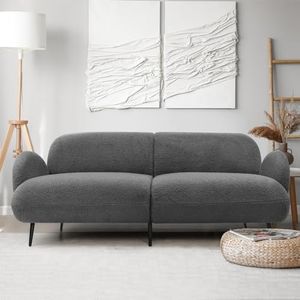 LEVEDE 3 Seater Sofa, Soft Upholstered Boucle Sherpa Fabric Loveseat Sofa Couch, Comfy Recliner Sofa Lounge, Spare Bed for Guest Room, Living Room, Office, Studio, Load Up to 250kg (188cm, Grey)