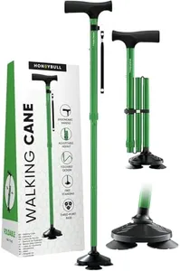 HONEYBULL Walking Cane for Men & Women - Foldable, Adjustable, Collapsible, Free Standing Cane, Pivot Tip, Heavy Duty | Walking Sticks, Folding Canes for Seniors & Adults [Green]