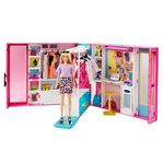Barbie Dream Closet with Blonde Barbie Doll & 25+ Pieces, Toy Closet Expands to 2+ feet Wide & Features 10+ Storage Areas, Full-Length Mirror, Customizable Desk Space & Rotating Doll Clothes Rack