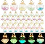 PH PandaHall 50pcs Glow in The Dark Charms 5 Colors Glass Ball Pendants 16mm Luminous Glass Globe Pendants Colorful Glass Charms with Golden Bails for Necklace Bracelet Earring Jewelry Making, Glass, glass