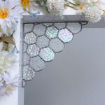 Aizesuro Handmade Stained Glass Window Corner Hanging Suncatcher Decor for Home, 7.08 x 7.08 inch Stunning Artwork Honeycomb Panel for Room Decor