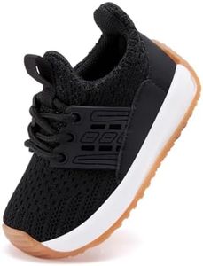 BMCiTYBM Toddler Walking Sneakers Boys Girls Shoes Breathable Non Slip Outdoor Running Black Size 7 Toddler