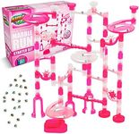 Marble Genius Marble Run Starter Set STEM Toy for Kids Ages 4-12 - 130 Complete Pieces (80 Translucent Marbulous Pieces and 50 Glass Marbles), Construction Building Block Toys, Pink,