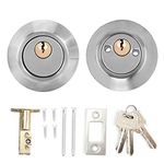 Security Door Lock, Double Cylinder Steel Lockset with Deadbolt on Both Sides for Front Door and Exterior Gate Security (Stainless Steel)