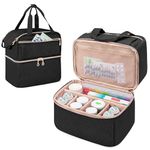 Damero Double Layers Pill Bottle Organizer Empty, Lockable Medicine Storage Bag Medication Travel Bag with 4 Customized Dividers for Prescription Bottles, Medicine Supplements,Black