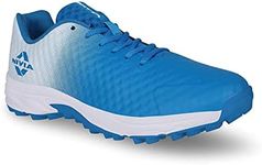 Nivia Crick 1000 Professional Cricket Shoes for Men (White/Aster Blue, Size: EU 43/UK 9/US 10) | Material Upper: Mesh/Ethylene Vinyl, Sole: Rubber