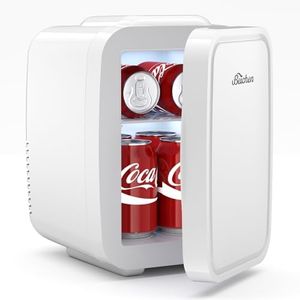 BEICHEN Mini Fridge, 4 Liter/6 Can Portable Refrigerator for Bedroom Office Dorm Car– Fast Cooling, Low Noise, 100-125V AC/5-12V USB Small Compact Refrigerator for Skincare, Food, Drinks(White)