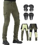 CTBQiTom Motorcycle Pants for Men with Kevlar Protection Lining for Motocross Motorbike Dirt Bike Jeans CE Armored Riding Pants(Army Green,30W/30L)