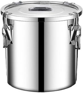 Verdeho 304 stainless steel food storage containers with lids lock clips airtight container large airtight for rice flour sugar grain coffee bean storage containers Kitchen jar (8.72gal/33L)