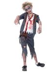 Smiffys Zombie School Boy Costume, Grey with Trousers, Jacket, Mock Shirt & Tie, Halloween Child Fancy Dress, Zombie Dress Up Costumes