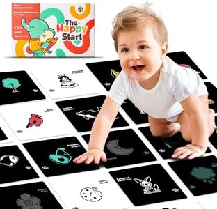 Happy Start High Contrast Baby Cards for Newborns - Black & White Cards, Water-Resistant, BPA-Free, Portable Educational Flashcards for Visual Stimulation, Award-Winning, Ages 0+(English & French)