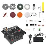 Table Saw, Weytoll 100W Table Saw, Mini Desktop Electric Saw, Cutter Speed & Angle Adjustable, 16MM Cutting Depth with Blade Flexible Shaft and More Accessories for Wood Plastic Acrylic Cutting