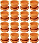 Juvale 2-Inch 16-Pack Small Terra Cotta Mini Pots with Saucers and Drainage Hole, Paintable Pottery for Succulents, Plants, Flowers, Cactus, Garden Nursery, and Wedding Decor