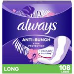 Always, Anti-Bunch Xtra Protection Daily Liners For Women, Long Length, 108 Count