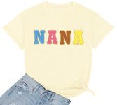 MNLYBABY Nana Oversized T Shirt Women Funny Towel Embroidery Grandma Shirts Mama Gift Tees Grandmother Gigi Casual Tops, Apricot, X-Large