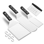 Leonyo 4Pcs Metal Spatulas Set, Stainless Steel Griddle Spatula Accessories for Flat Top Grill Cast Iron Skillet, Outdoor BBQ Grill Scraper Hamburger Turner Flipper Commercial, ABS Handle