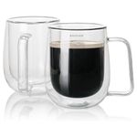 BAGYAM - Double Wall Glass Coffee Cups - Glass Double Layer Tea & Coffee Cup Double Walled Glass Mugs for hot & Cold Drinks Coffee Tea Milk cappuchino Juice (U-Shape 250ML Mug, 2 Pieces)