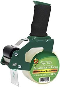 Duck Brand Handled Tape Gun With Clear Packing Tape, 1.88 Inch x 54.6 Yard, 3 Inch Core (669332)