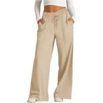 Big Promotion Lightning Deals Women White Linen Pants Black Elasticated Trousers Womens Sweatpants for Women Plus Size Ladies Cotton Pants with Elastic Waist Sale Clearance 1P