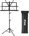 Pyle Portable Music Stand Holder - Sturdy and Adjustable Height Tripod Base Metal Music Stand, Foldable & Retractable, Lightweight & Compact for Storage or Travel with Carrying Bag