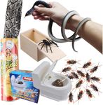 JIMITOP Prank Kit Funny Gag Gifts, Realistic Rubber Snakes Fake Roaches Surprise Spider Box for April Fools Day Halloween Party Decoration