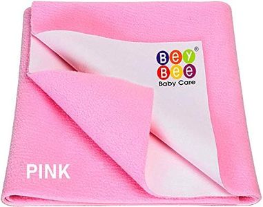 BeyBee Cotton Waterproof Quick Dry Sheet for Baby| Bed Pad Anti-Piling Fleece Extra Absorbent Washable Matress Protector| Baby Bed Protector Sheet for Toddler Children, Medium Size, 100X70Cm, Pink