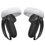 KIWI design Silicone Grip Cover Protector with Knuckle Straps Compatible with Quest 2 Accessories (Black, 1 Pair)