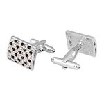 STRIPES® essentials Silver and Black Stainless Steel Crystal Men Cuff Links