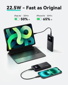 INIU 10000mAh Slim Power Bank – 22.5W PD Fast Charging USB-C Portable Charger