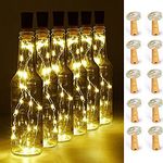 LightInTheBox 10 Pack Wine Bottle Lights with Cork, 20 LED Battery Operated Fairy Mini String Lights Copper Wire Starry Lights for DIY, Party, Christmas, Halloween,Wedding, Decoration（Warm White）