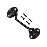 Hook and Eye Latch Barn Door Latch, Heavy Duty Solid Thicken Stainless Steel Gate Latch, Cabin Easy Lock Hooks and Eye Latch (100mm /4'', Black)